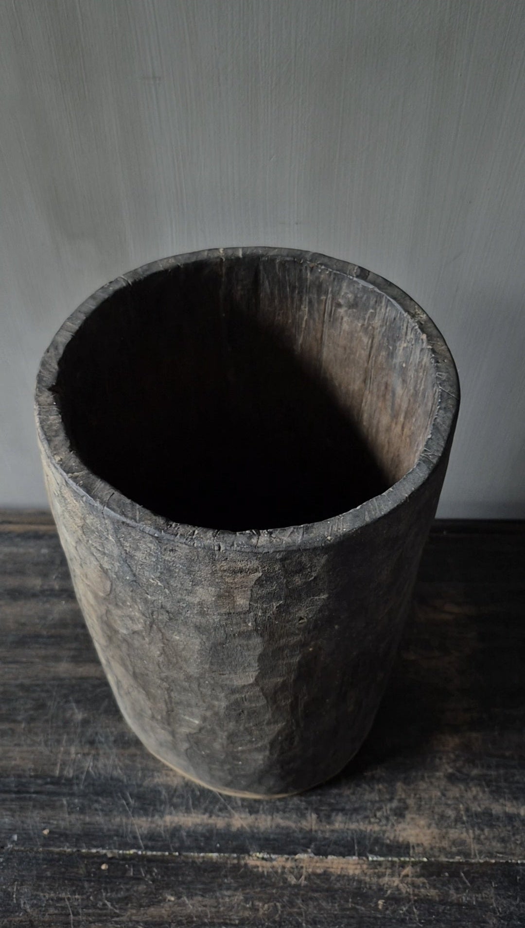 Houten pot antiek lichtbruin 20x32cm
