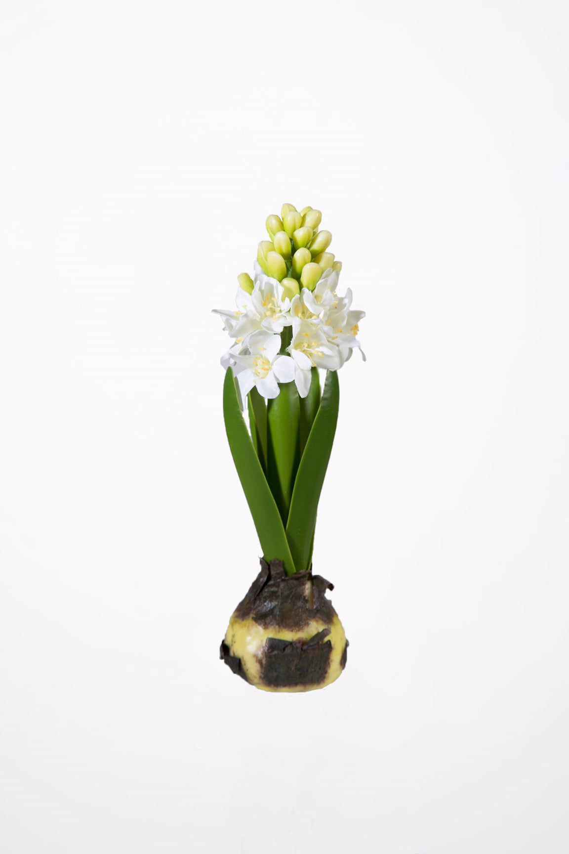 Kunst bloeiende hyacint op bol wit - 20cm