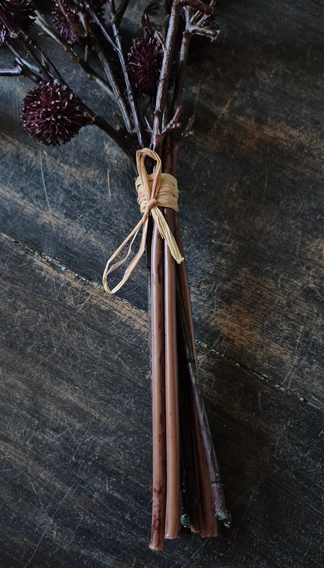 Thistle artificial branch bundle burgundy - 45 cm