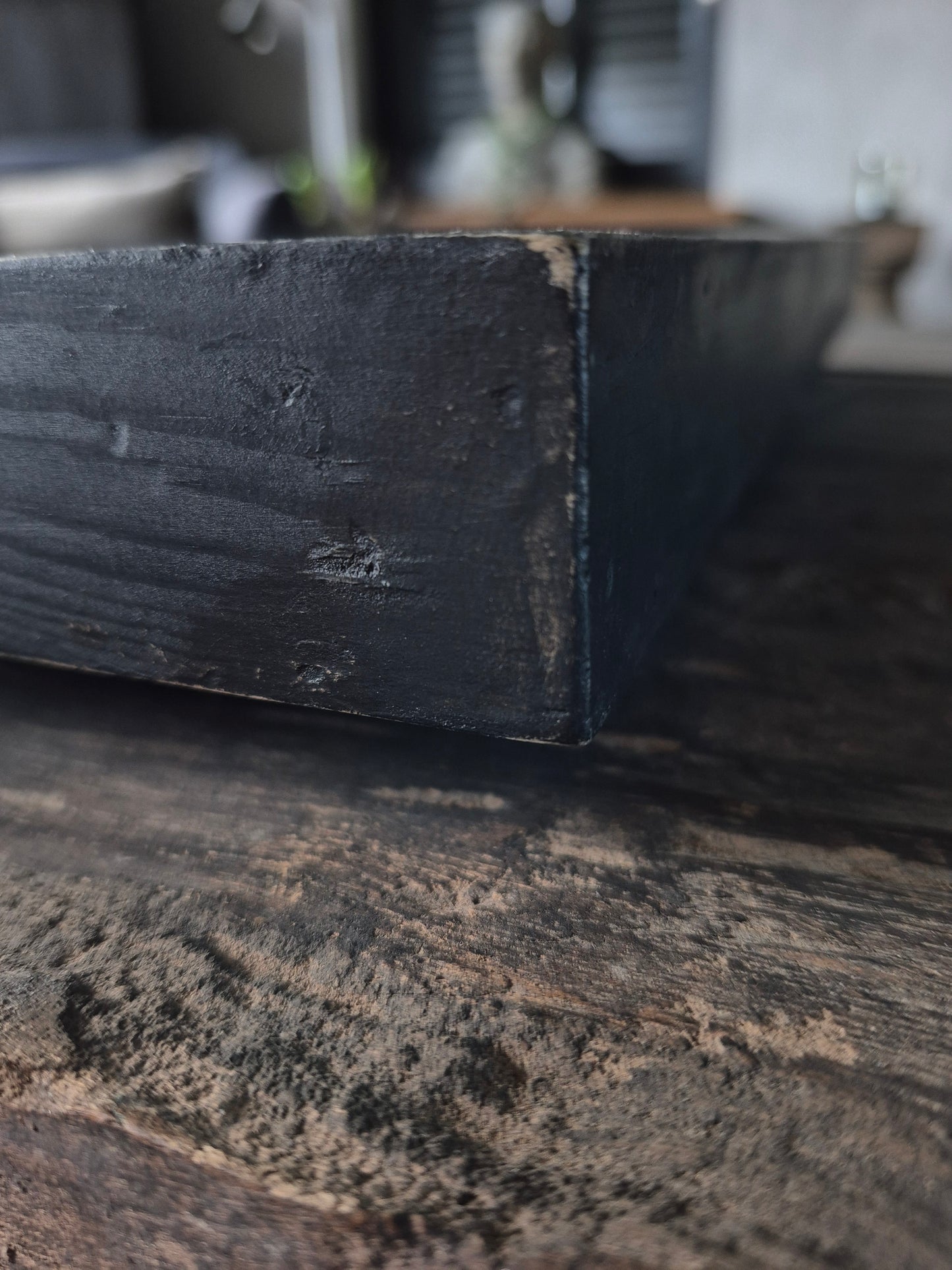 Houten dienblad zwart 36,5x66,5cm