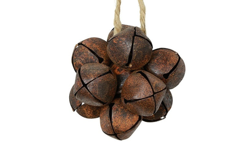 Kersthanger belletjes bal roest - 8 cm