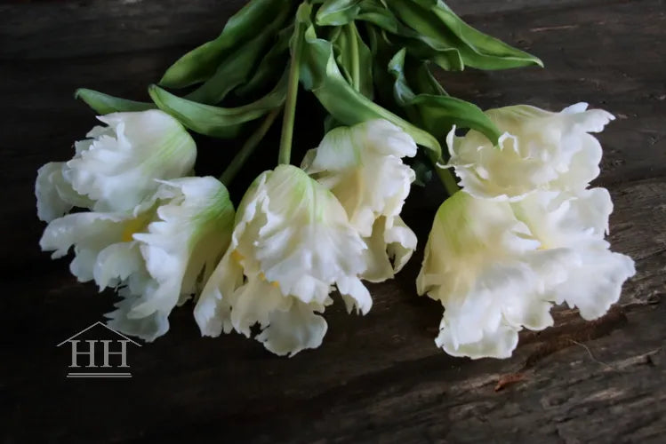 Kunst tulpen wit – papegaai tulpen – 52cm – 6 stelen