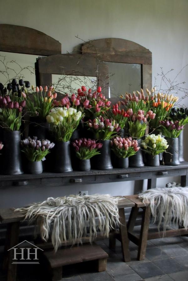 Kunst tulpen aubergine paars 25cm boeket van vintage en more