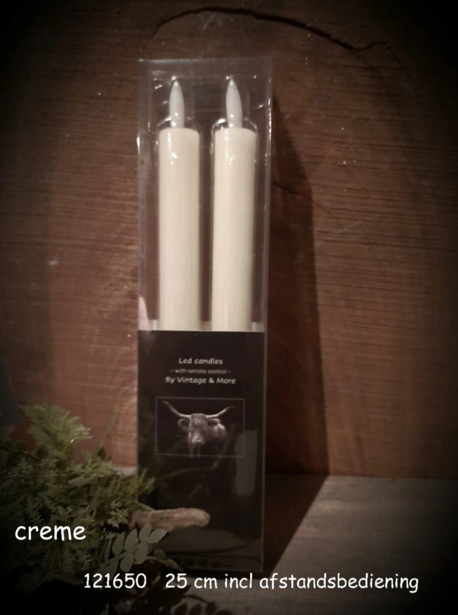 Creme dinerkaars met bewegende vlam vintage en more