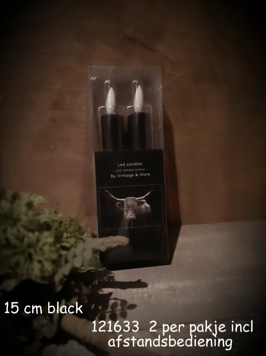zwarte led dinerkaarsen van vintage en more