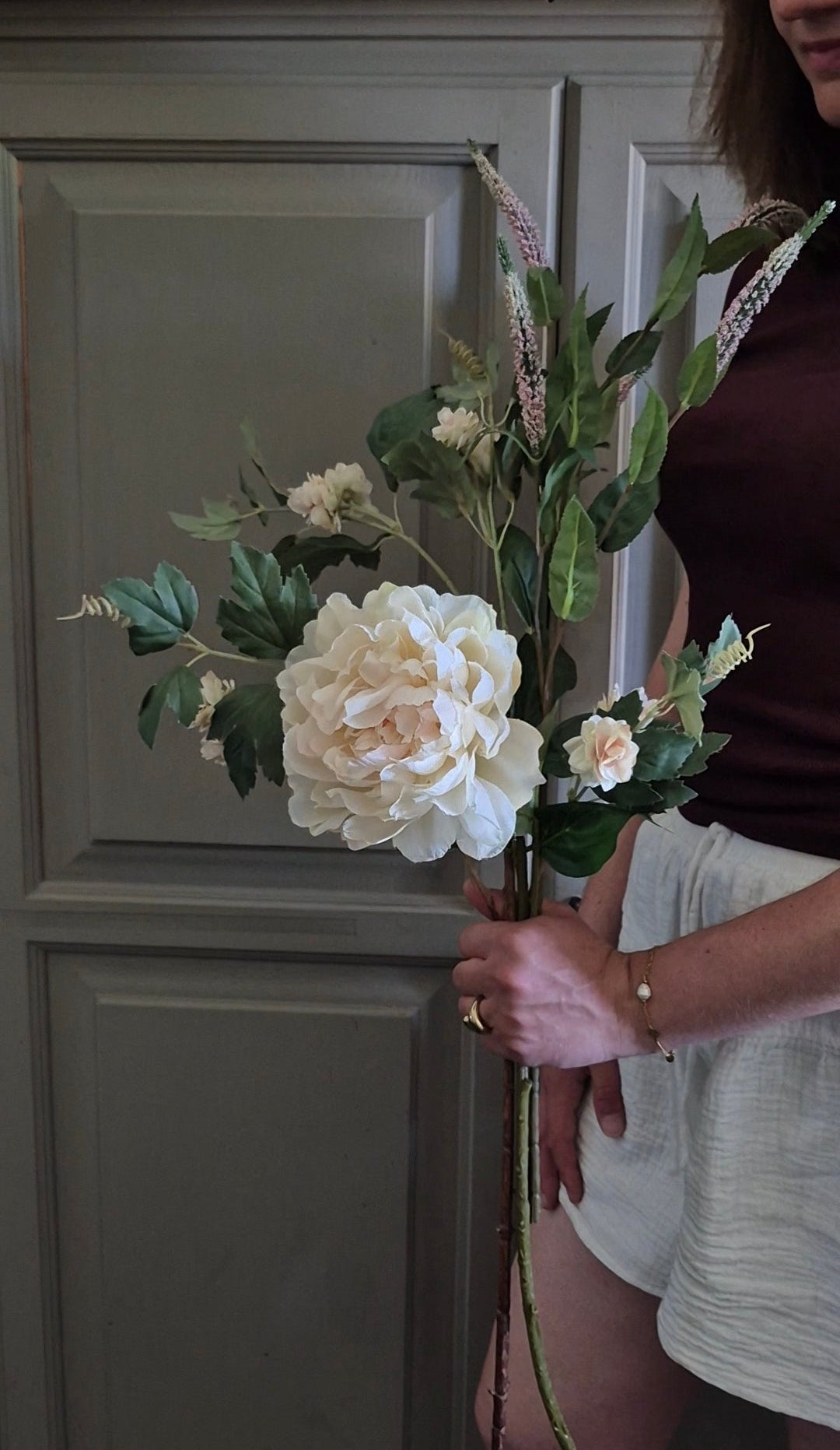 Kunstbloemen set zalm - gebonden