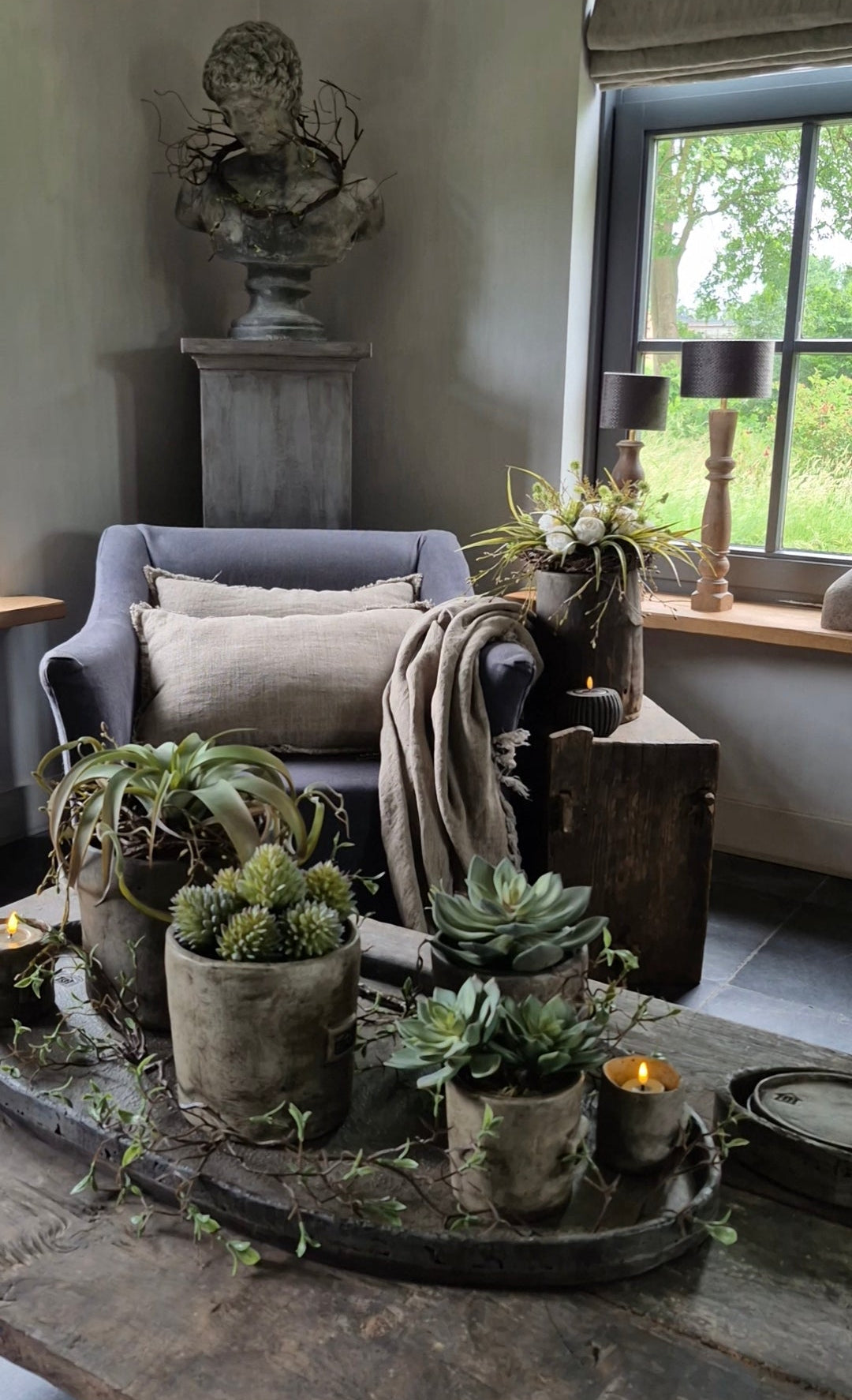 Kunst vetplant echeveria groen groot
