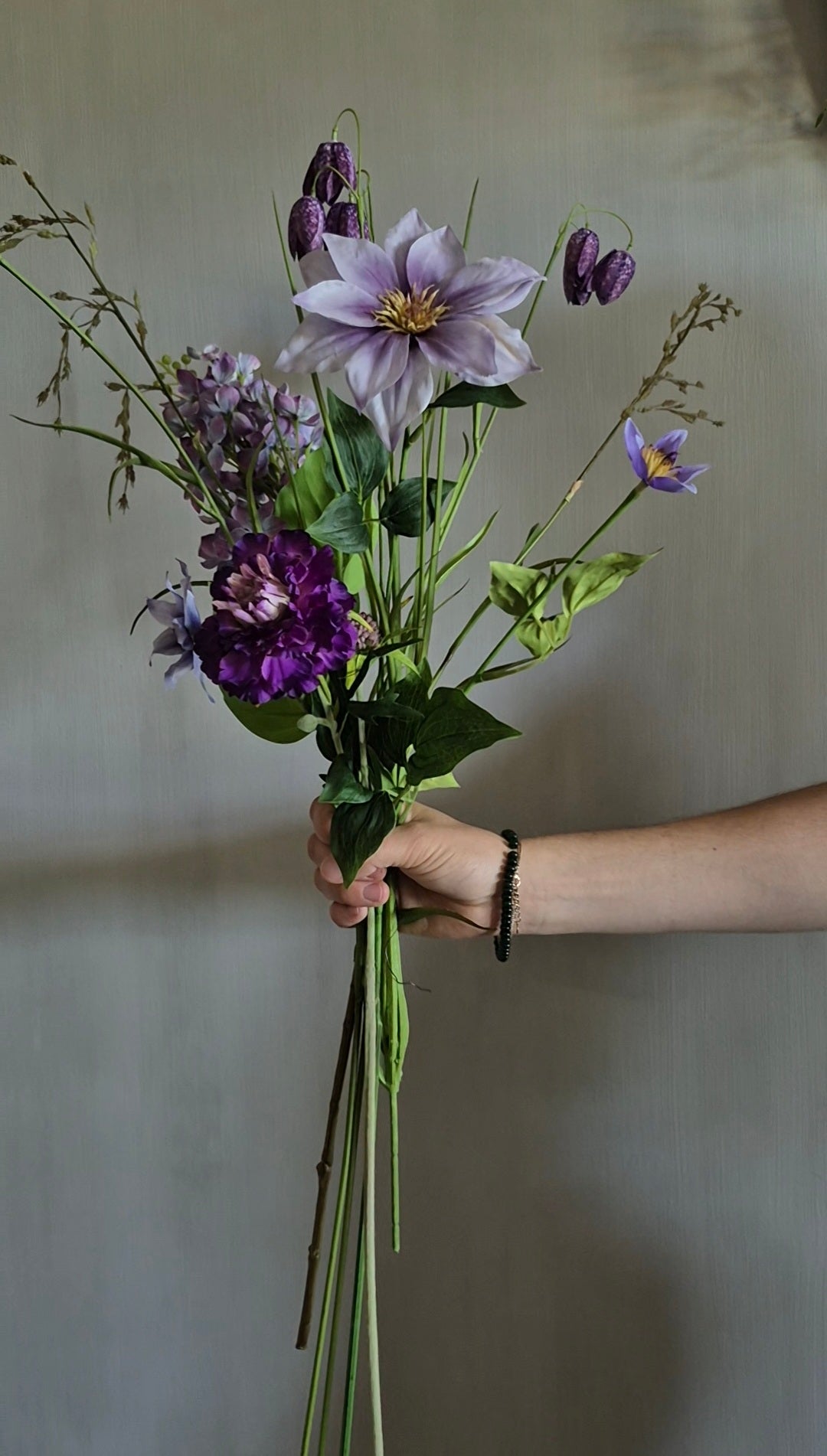 Kunstbloemen set lila paars - gebonden