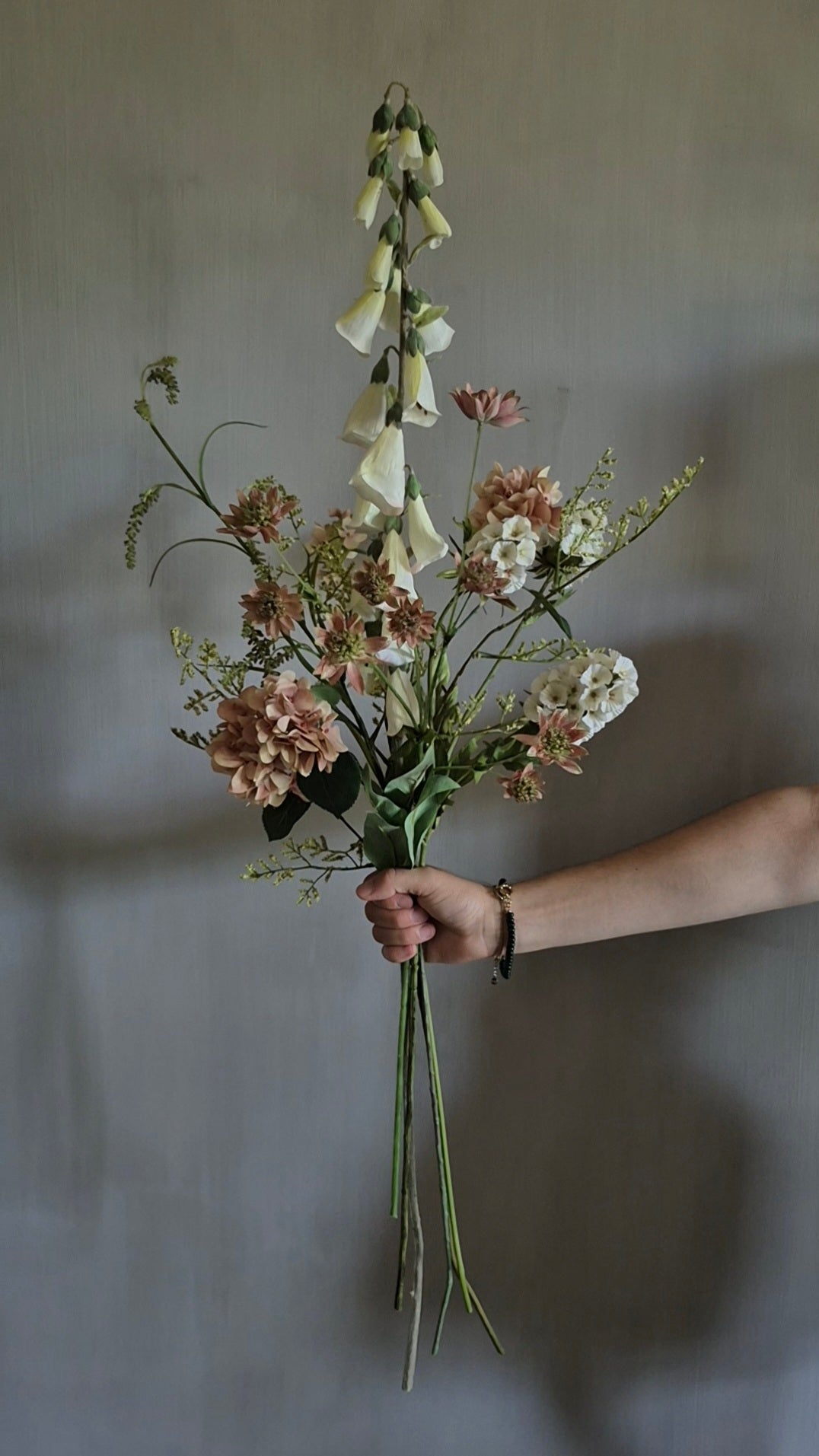 Kunstbloemen set oud-roze / wit / groen - gebonden