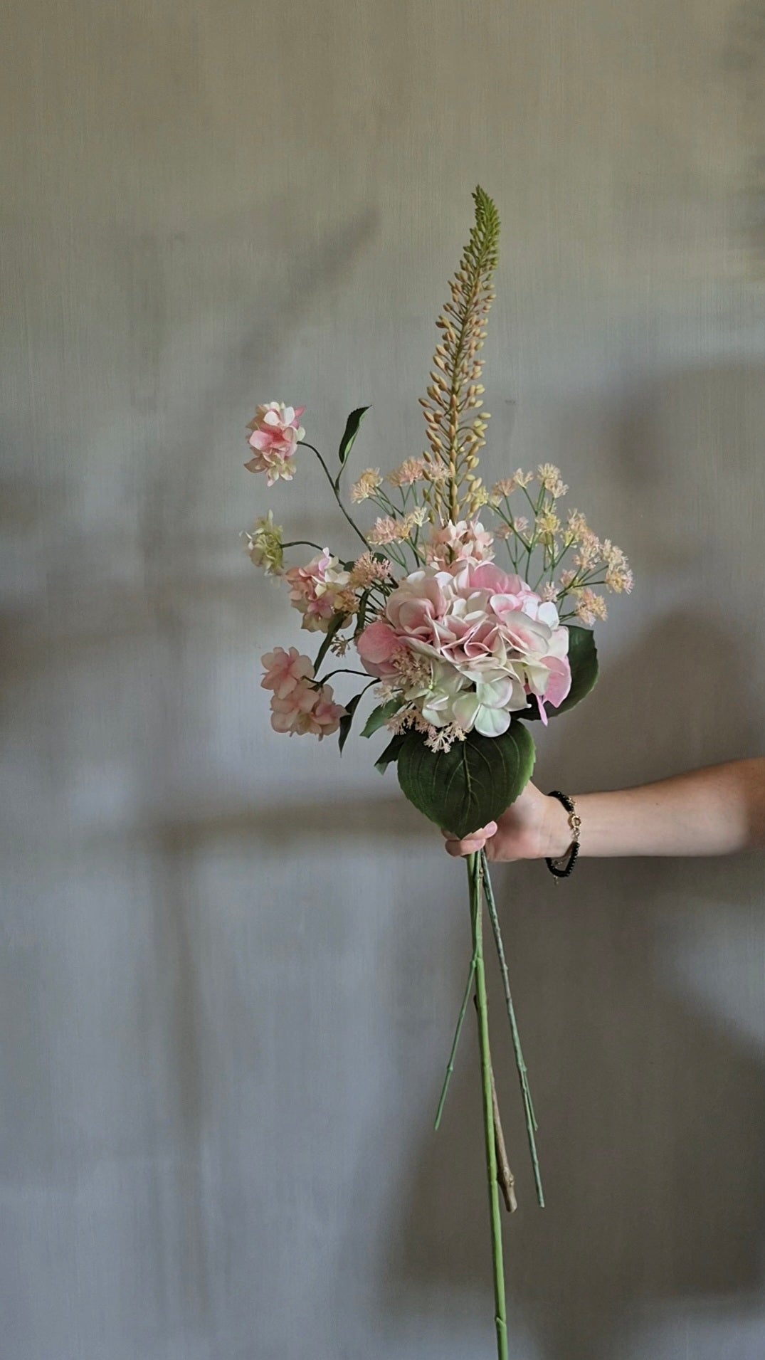 Kunstbloemen set roze groen - gebonden