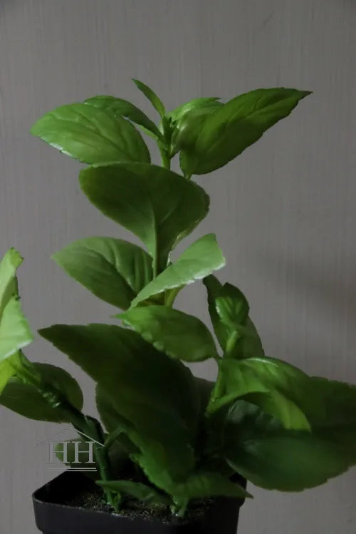 Basilicum kunstplant 25cm in zwarte binnenpot