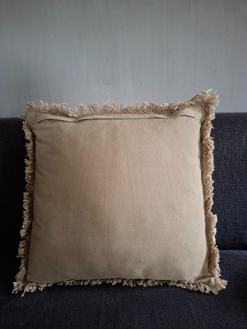 Beige sierkussen katoen 50x50cm