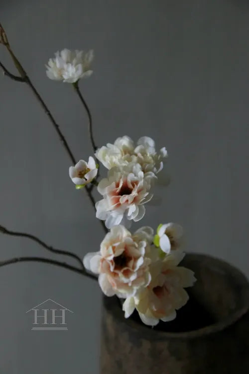 Kunst bloesemtak creme - zalm 50 cm