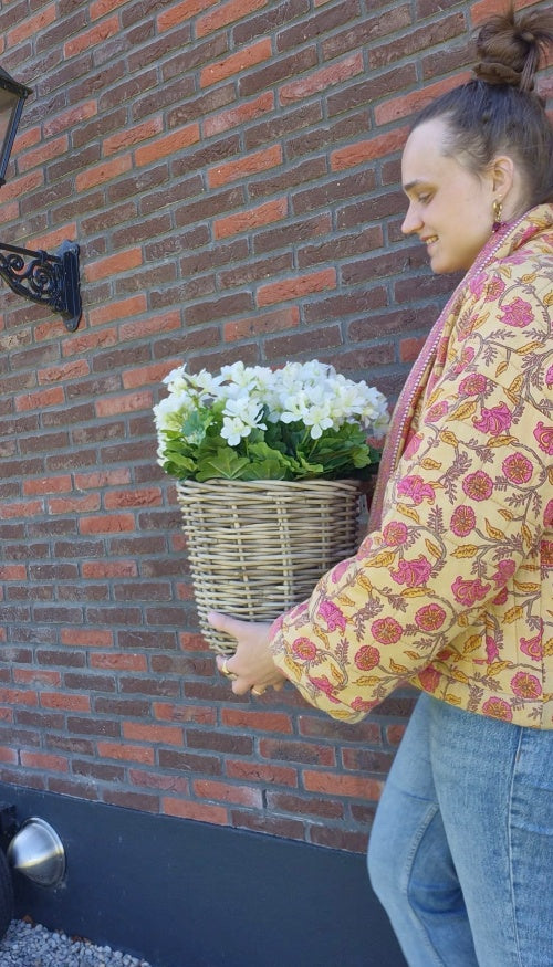 Rattan-Pflanzkorb 30 cm natur mit Fuß