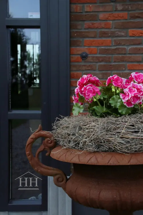 Franse geranium kunstplant fel roze met wit - 36 cm - UV & Water bestendig