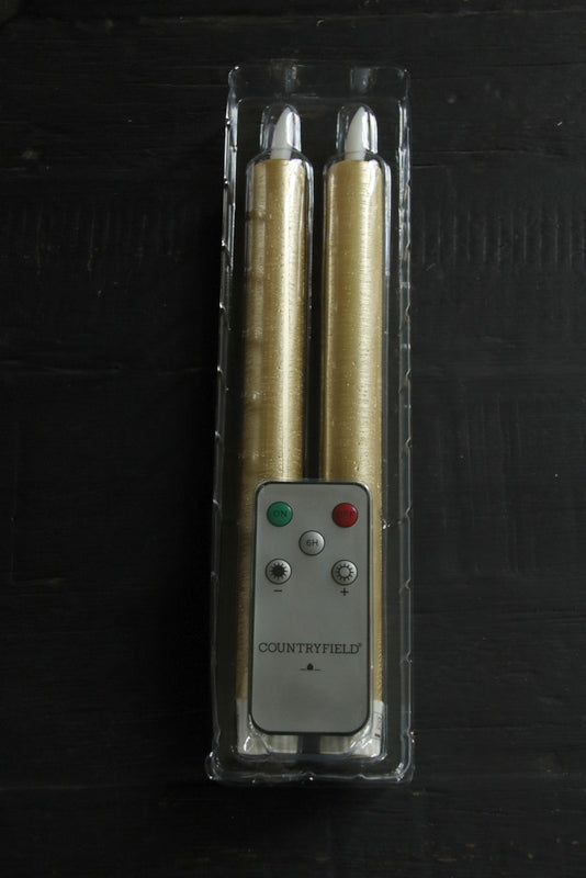 Countryfield - Goldene Stabkerzen mit Fernbedienung - 24 cm
