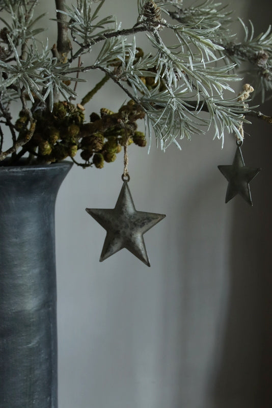 Grijs metalen kerstster 8cm