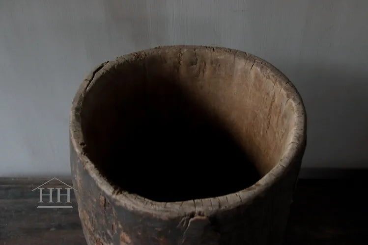 Houten pot antiek 22x28cm (03)