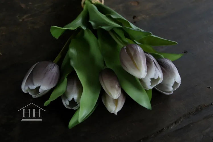 Kunsttulpen bundel paars grijs - 30 cm