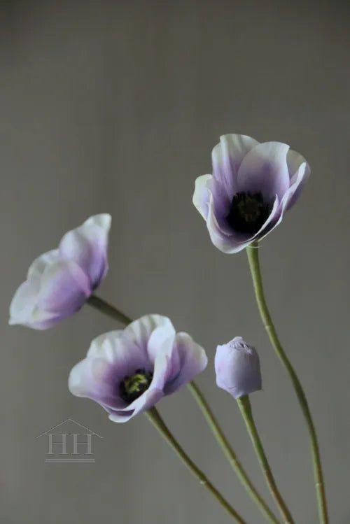 Kunstblume Anemone lila/weiß - 74 cm