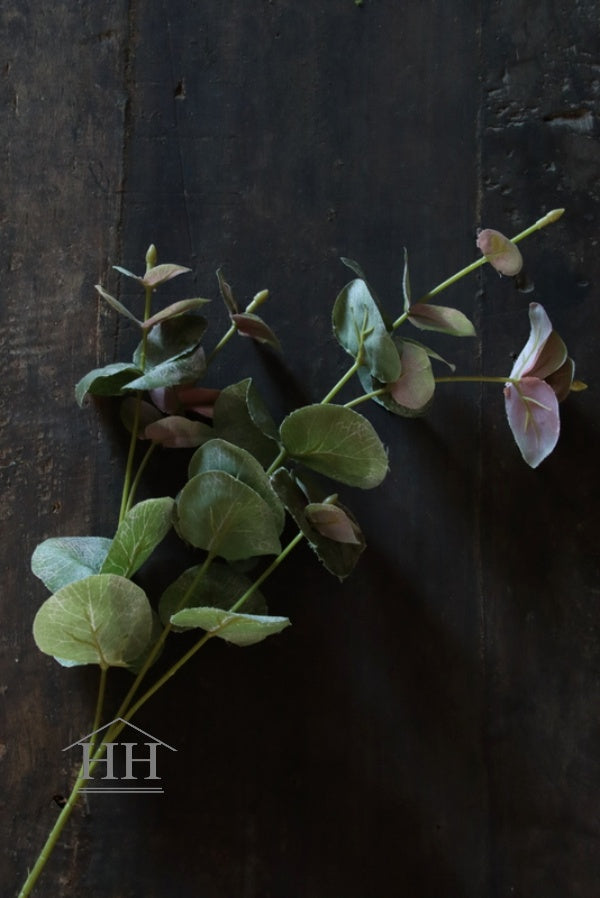 Artificial eucalyptus with a touch of pink - 75 cm