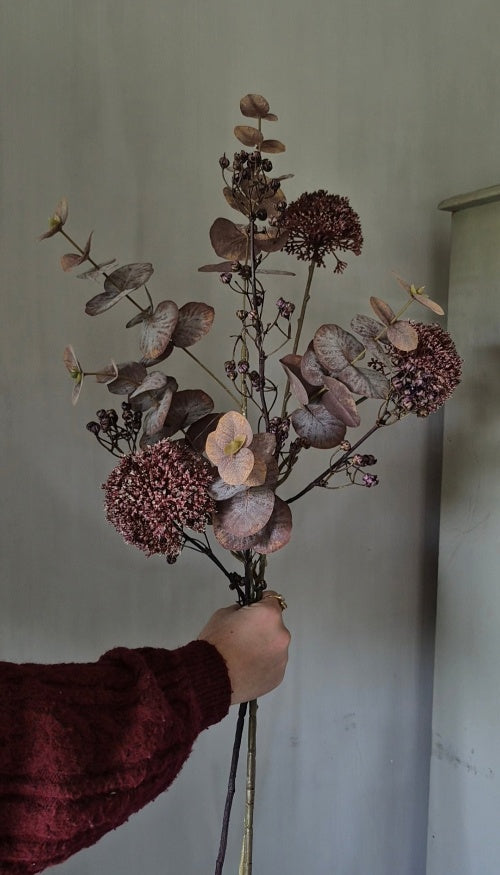 Hillary’s kunsttakken set bordeauxrood met allium