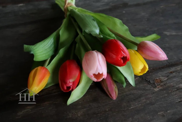 Kunst tulpenboeket kleurenmix