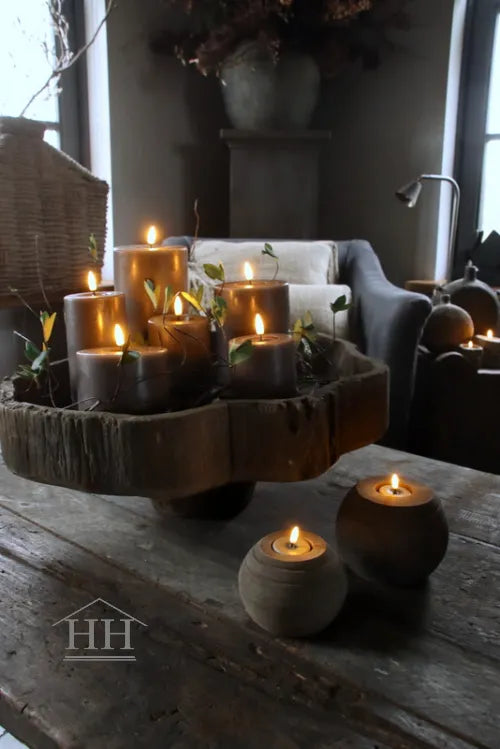 Kleine led waxinelichtjes zand - 4 stuks - Deluxe Homeart