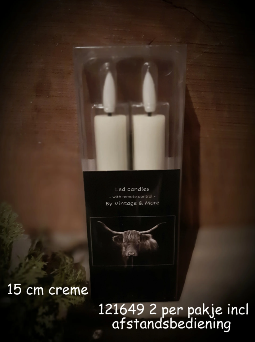 Ledkaars 15cm creme vintage en more