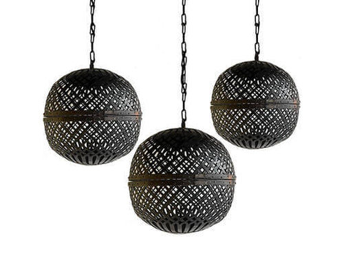 Marrakesh lantaarns set van 3 - zwart roest - ophangbaar
