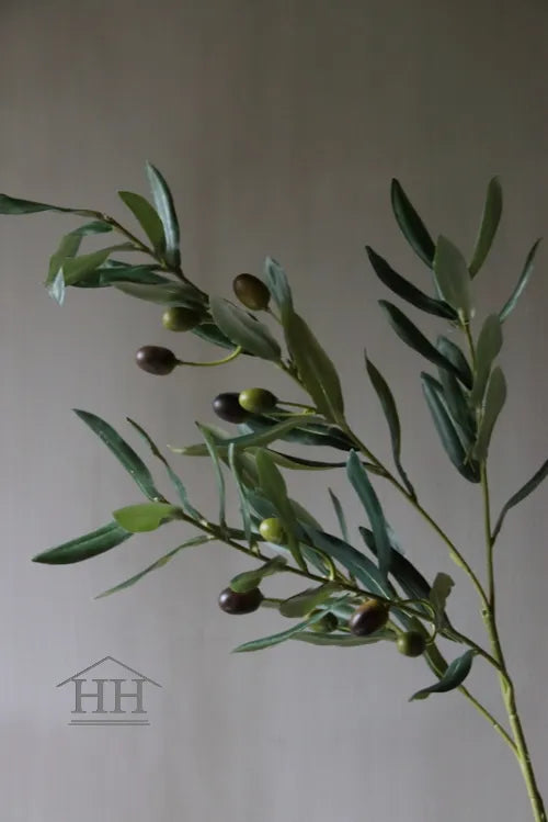 Kunst olijf tak met groene olijven - 70 cm