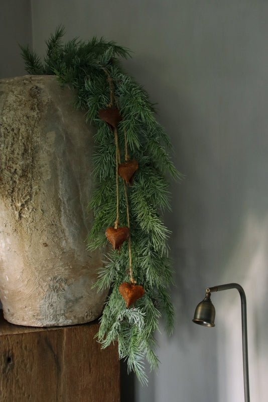 Roestige hartjes aan touw