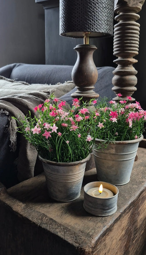 Roze sterbloem kunstplant in pot 25 cm