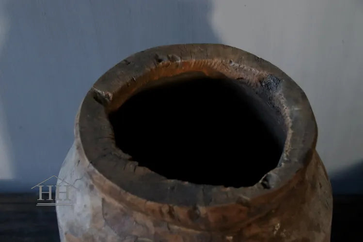 Houten pot vaas Uniek A1