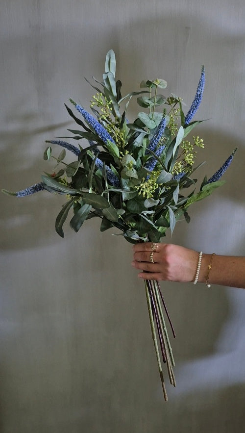 Veronica kunstbloemen boeket blauw 70 cm - 9 stelen