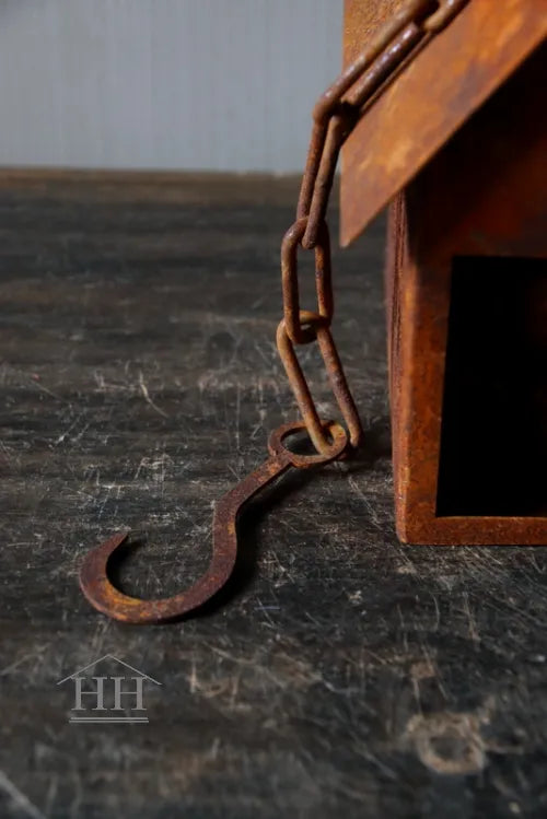 Roestig vogelhuisje vierkant - klein