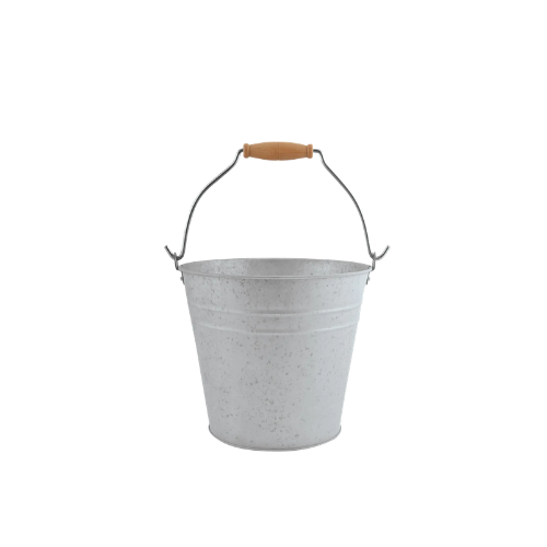 Zinken emmer met houten handvat 22 cm