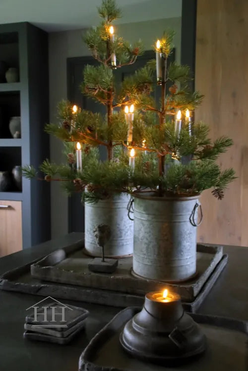 Straight zinc pot - 26 cm with handles