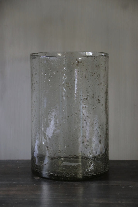 Transparant windlicht met metalen schilfers 30/20