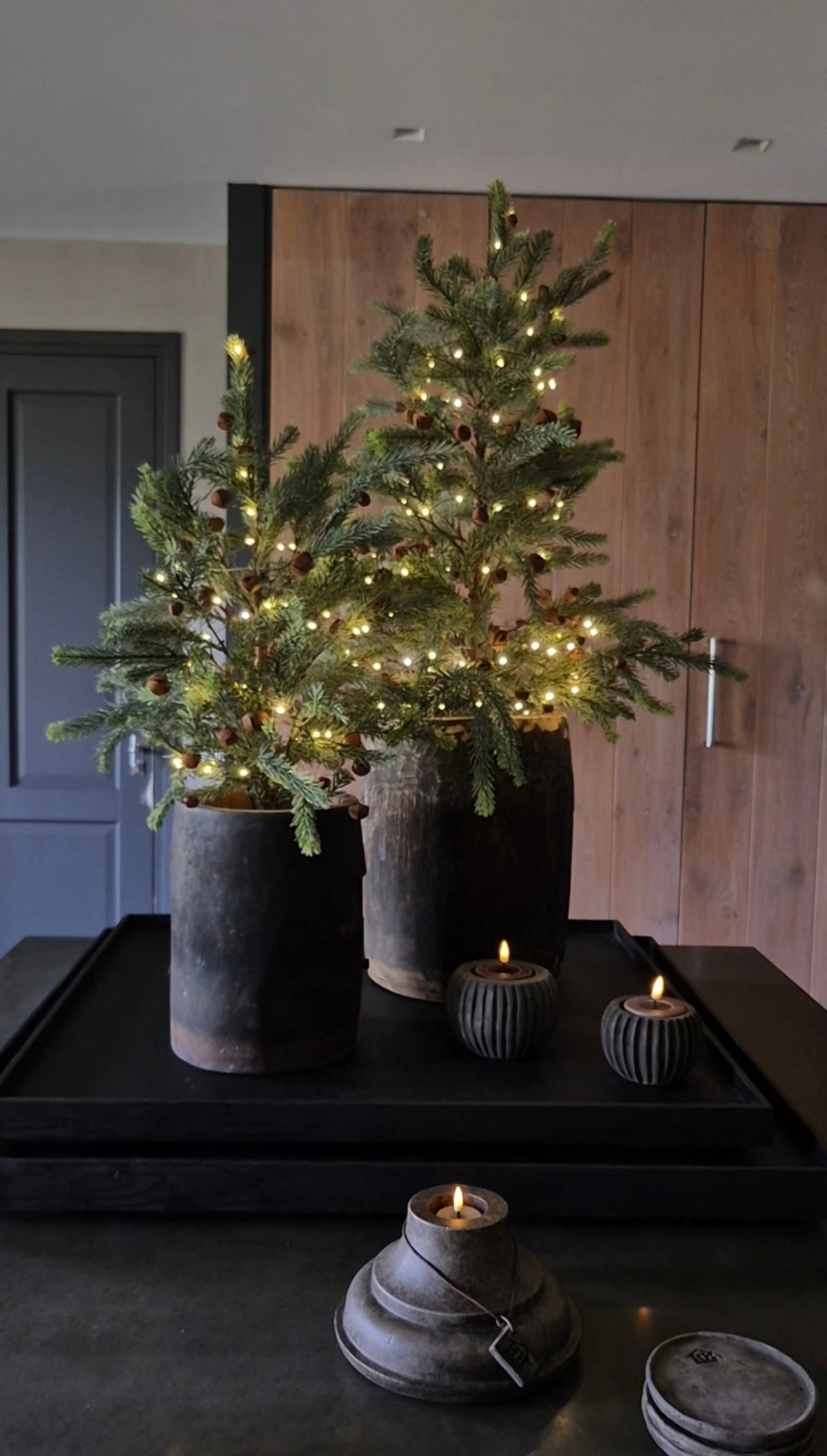 Houten waxinelichthouder Noëlle - 9 cm