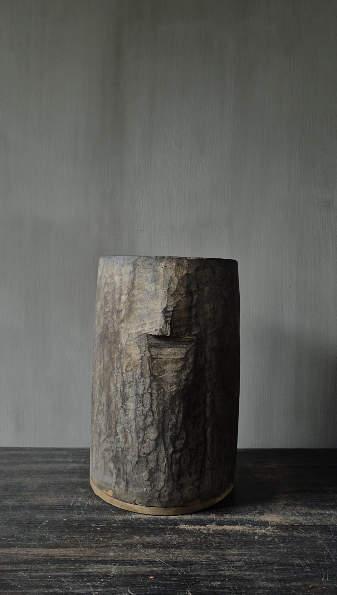 Houten pot antiek lichtbruin 20x32cm