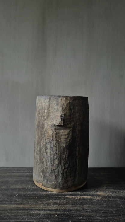 Houten pot antiek lichtbruin 20x32cm
