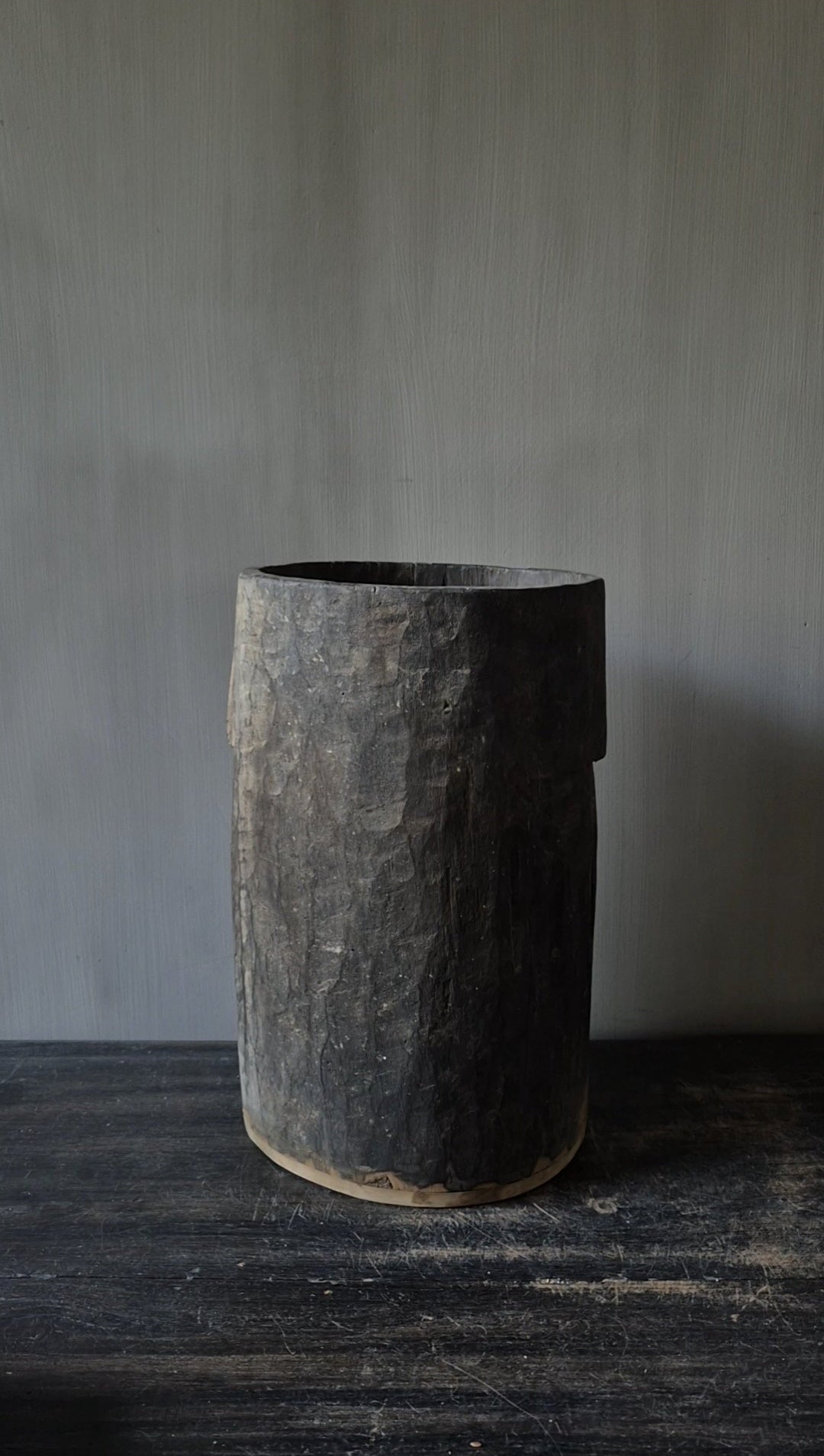 Houten pot antiek lichtbruin 20x32cm
