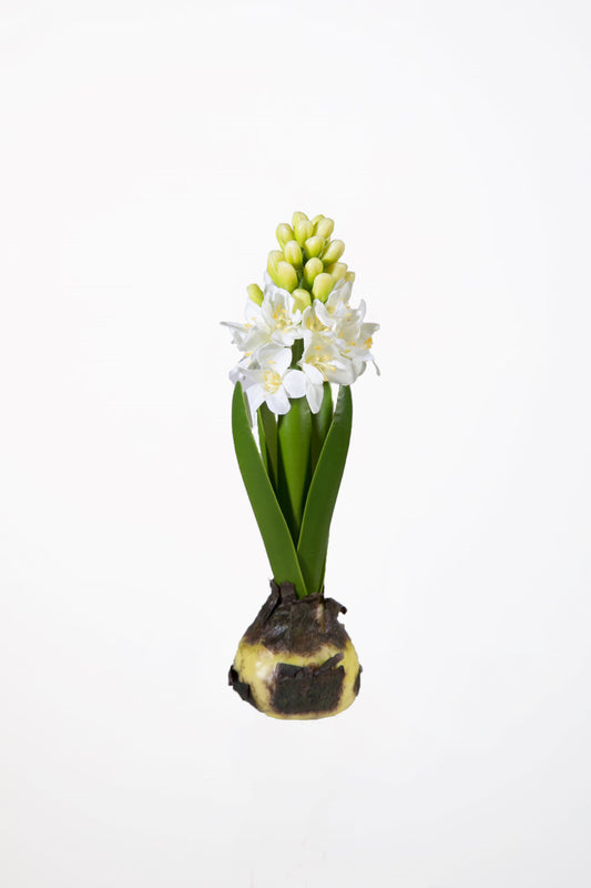 Kunst bloeiende hyacint op bol wit - 20cm