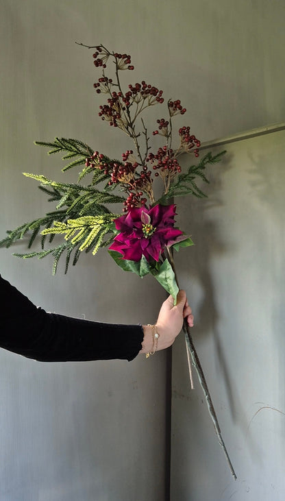 Kersttakken set groen bordeaux paars – 3 kunsttakken