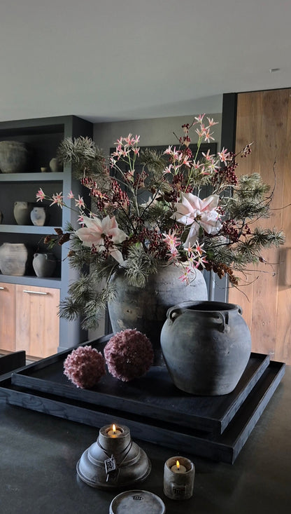 Kersttakken set met 5 kunsttakken – grijs bordeaux roze