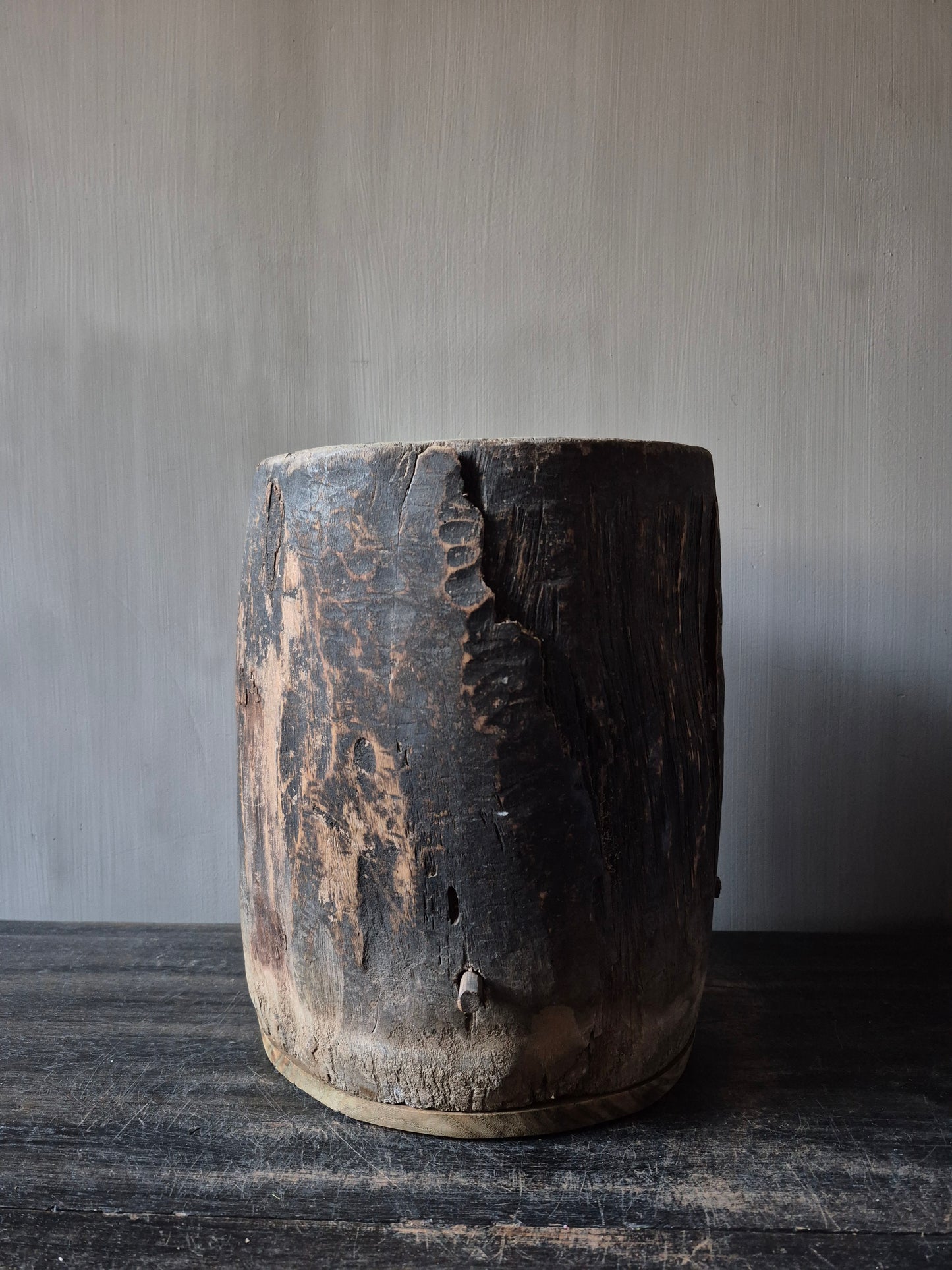 Houten pot antiek 21x22,5cm (03)