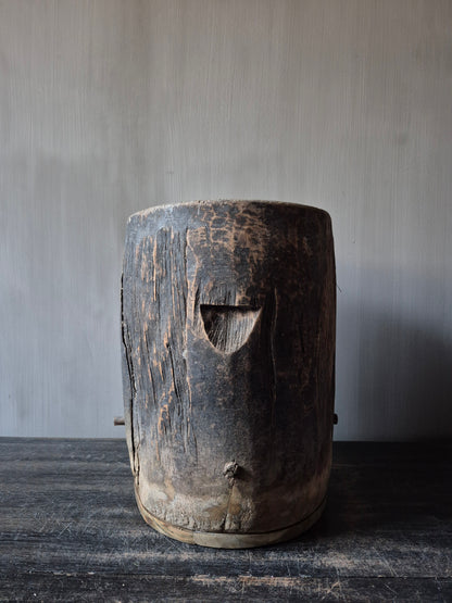 Houten pot antiek 21x22,5cm (03)