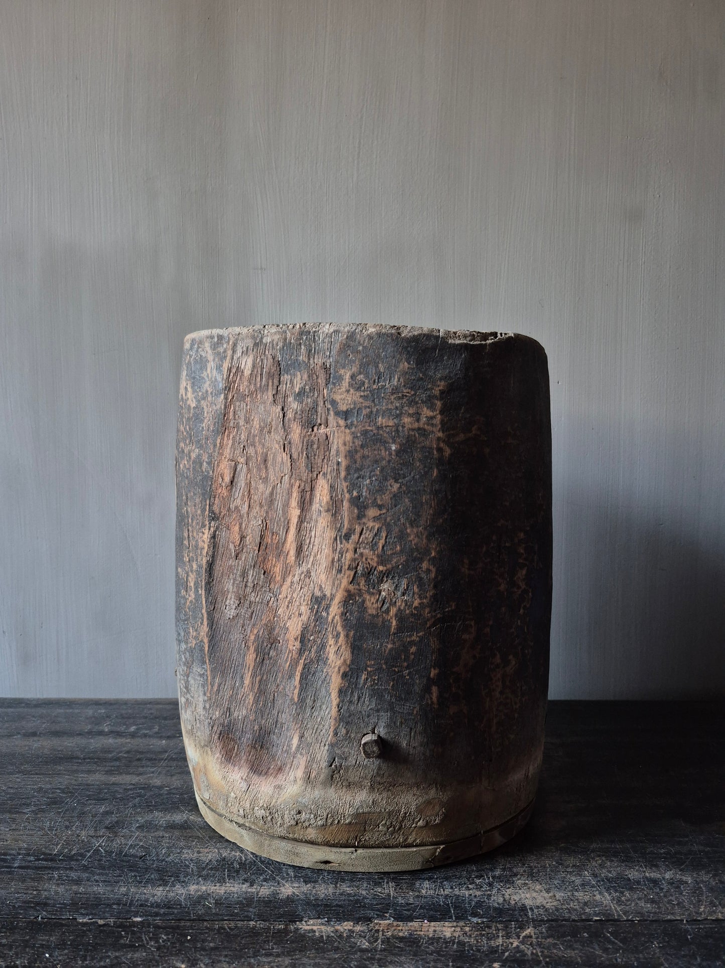 Houten pot antiek 21x22,5cm (03)