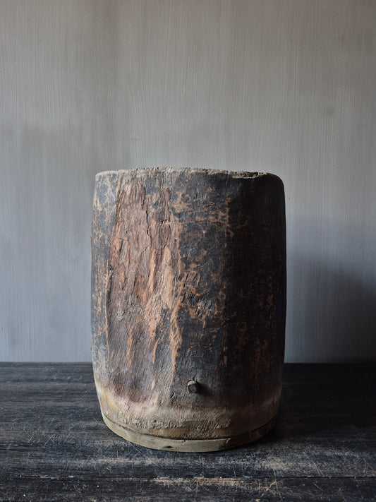 Houten pot antiek 21x22,5cm (03)